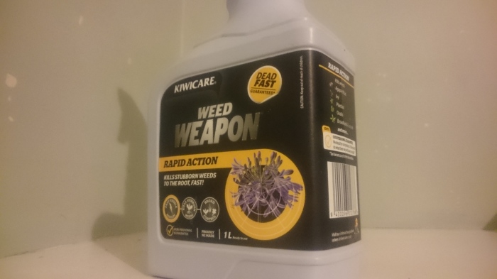 'Weed Weapon' is a common weed killer brand which contains glyphosate. Photo: Andrew Hallberg.